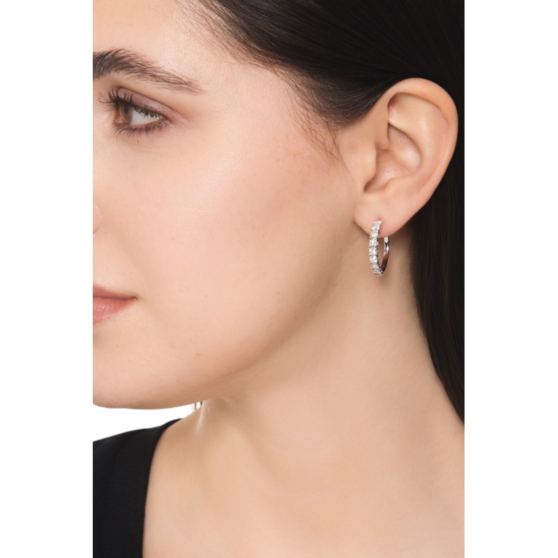 Diamond hoop earrings in white gold 750