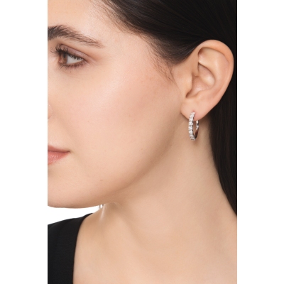 Diamond hoop earrings in white gold 750
