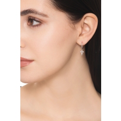 18k white gold earrings with diamonds cross pendant 2
