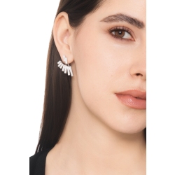 Modern asymmetric 18k white gold earrings with diamonds 2