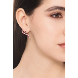 Asymmetrical earrings in white gold 18k with rubies and diamonds 2