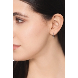 White gold 18k single hoop earring half channel setting diamonds 2