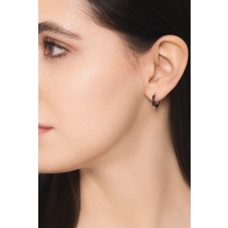 White gold 18k single hoop earring with black diamonds  2