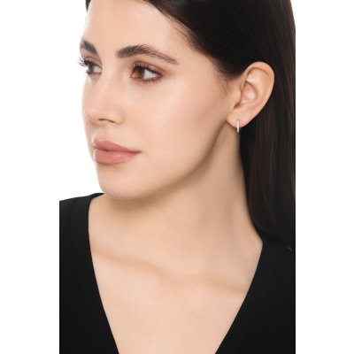 White gold 18k single diamond hoop earring