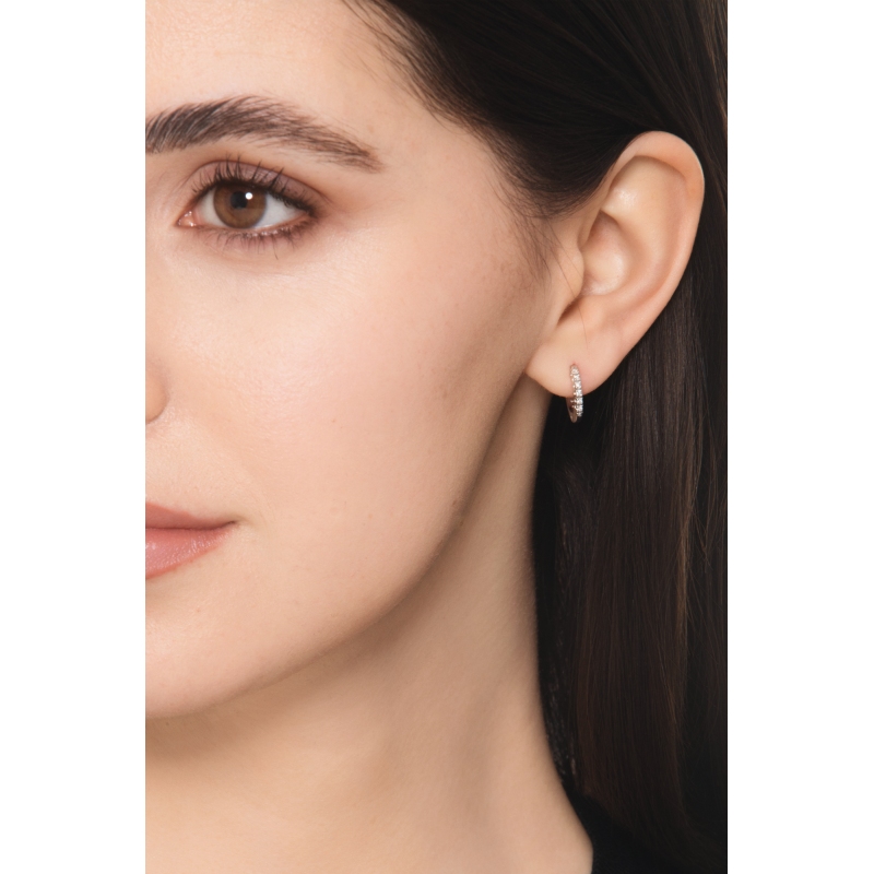 White gold 18k single diamond hoop earring