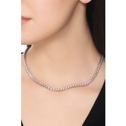 Pyramid linear tennis necklace in white gold 18k with diamonds 2
