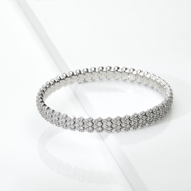 Elastic bracelet in white gold 18k with diamonds