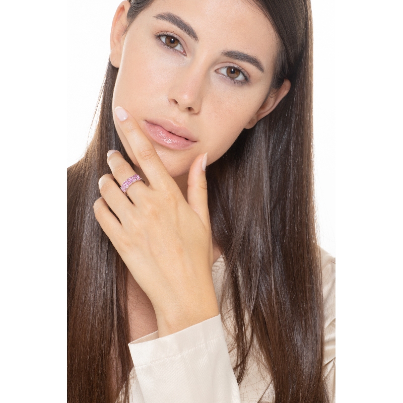 Ring with diamonds and pink sapphires in white gold 18k Ring with diamonds and pink sapphires in white gold 18k