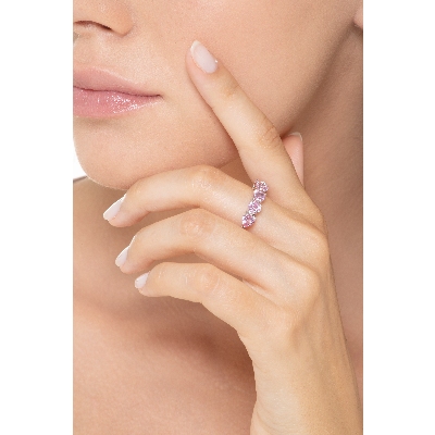 White gold 18k ring with pink sapphire heart cut 