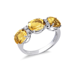 White gold 18k with diamonds and citrine