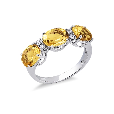 White gold 18k with diamonds and citrine 