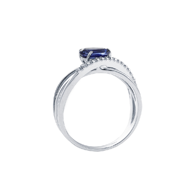 18k white gold weave ring with blue sapphires and diamonds  18k white gold weave ring with blue sapphires and diamonds