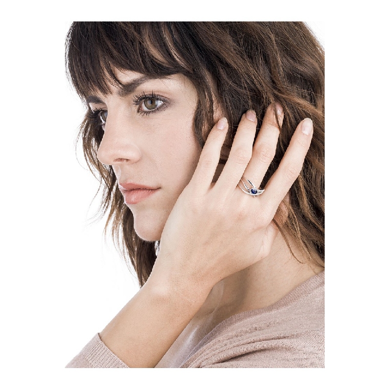 18k white gold weave ring with blue sapphires and diamonds  18k white gold weave ring with blue sapphires and diamonds