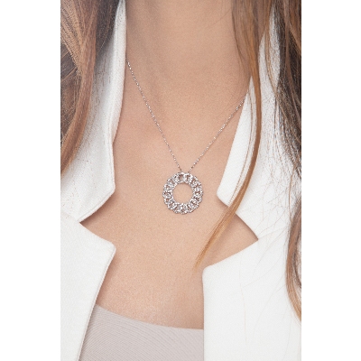 Necklace in white gold 750 with pendant in diamonds