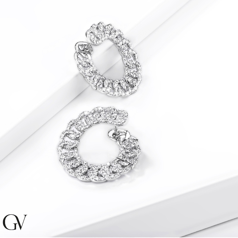 18k white gold hoops earrings with diamonds
