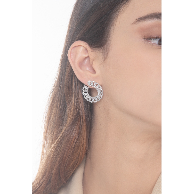18k white gold hoops earrings with diamonds