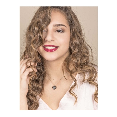 Heart pendant with black and white diamonds