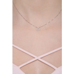 Inclined heart pendant with round cut diamonds in white gold 18k 2