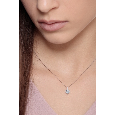 Diamond and heart shape Aquamarine pendant