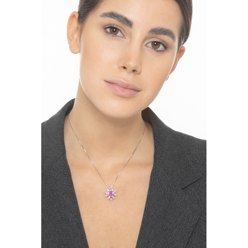 Pink Sapphire necklace with diamonds 