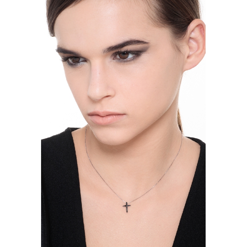 Black diamonds cross pendant in 18k white gold Black diamonds cross pendant in 18k white gold