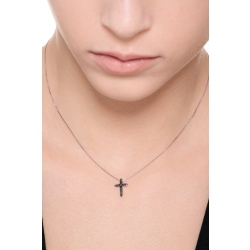 Black diamonds cross pendant in 18k white gold 2