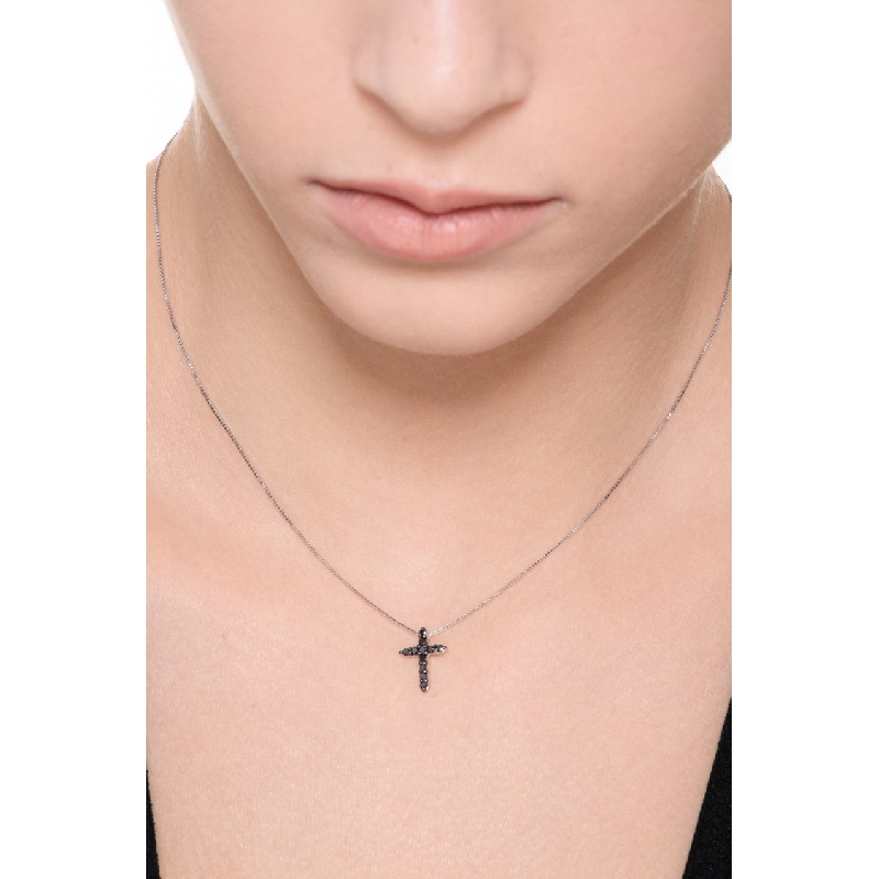 Black diamonds cross pendant in 18k white gold Black diamonds cross pendant in 18k white gold