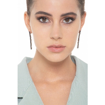 Black diamonds tennis earrings in white gold 18k burnished tips