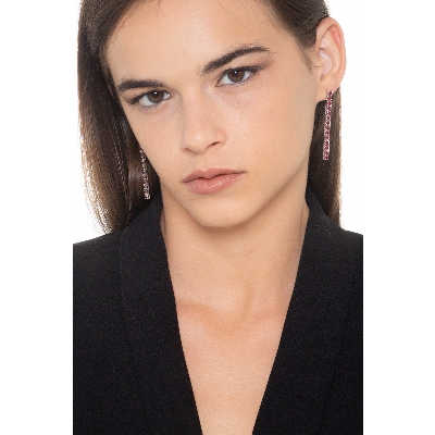 18k white gold drop tennis earrings with rubies