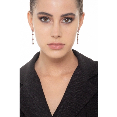 18k white gold alternate tennis earrings with rubies and diamonds