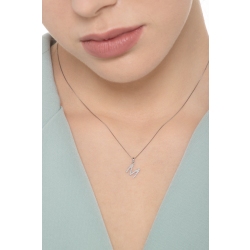 Letter M pendant with diamonds in 18k white gold 2