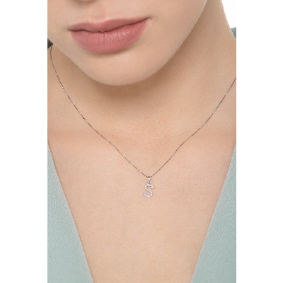 Necklace with A letter in white gold and diamonds
