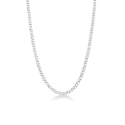18k white gold flat groumette chain, 60 cm