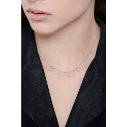 Necklace with letters ROCK in white gold and diamonds 2