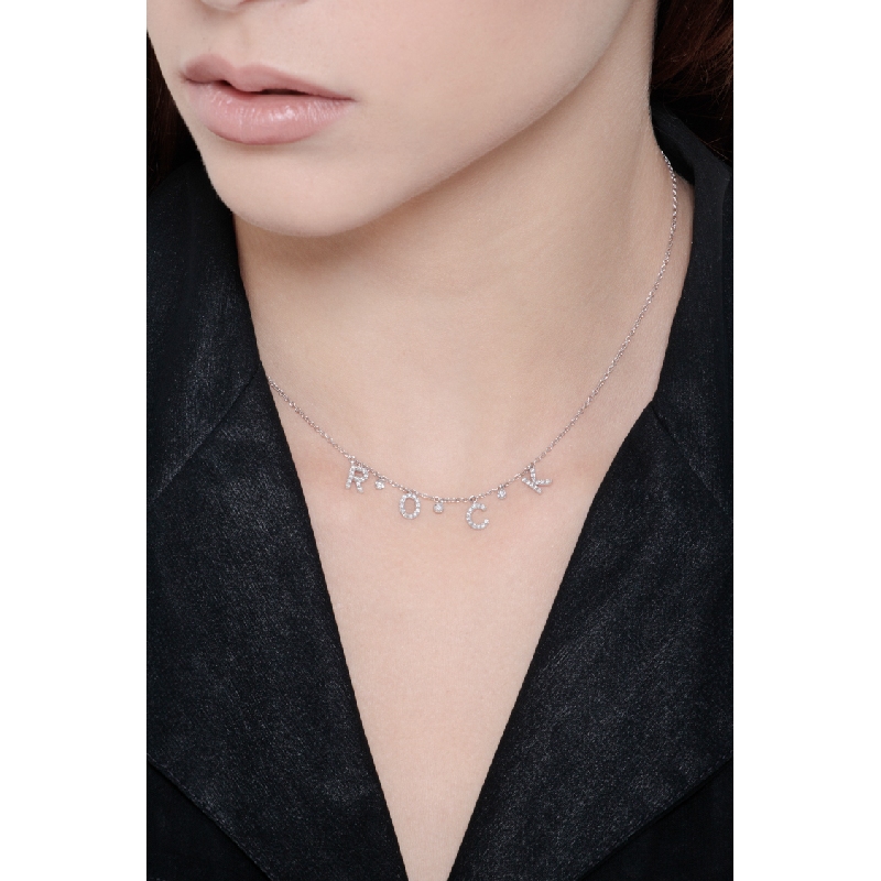 Necklace with letters ROCK in white gold and diamonds Necklace with letters ROCK in white gold and diamonds