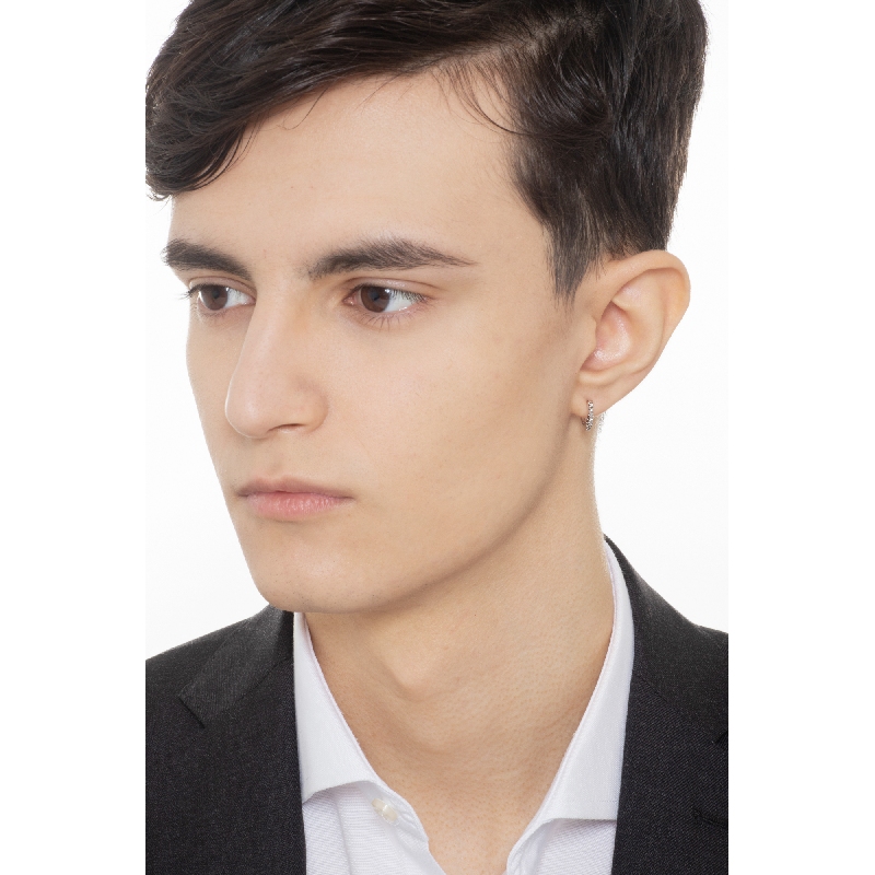 White gold 18k single diamond hoop earring