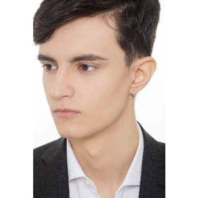 White gold 18k single diamond hoop earring