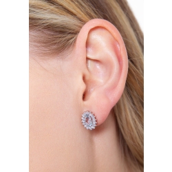 18k white gold stud earrings with aquamarine oval cut and diamonds halo 2