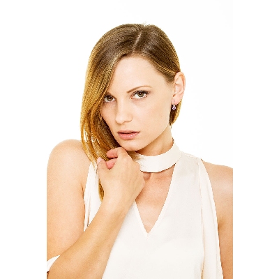 White gold 18k drop earrings with amethysts and diamonds 