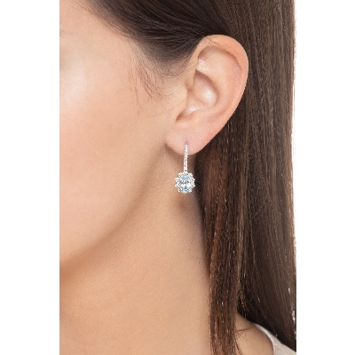 White gold 18k earrings with aquamarine oval cut and diamonds  
