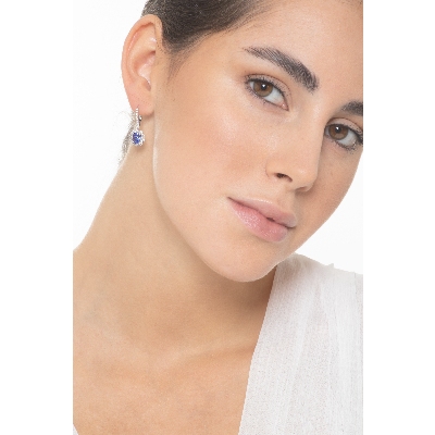 White gold 18k drop earrings with oval tanzanite and diamonds 