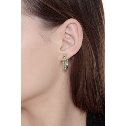 White gold 18k hoop earrings with diamonds and peridots 2