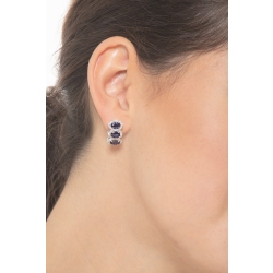 White gold 18k earrings with blue sapphires oval cut and diamonds  2