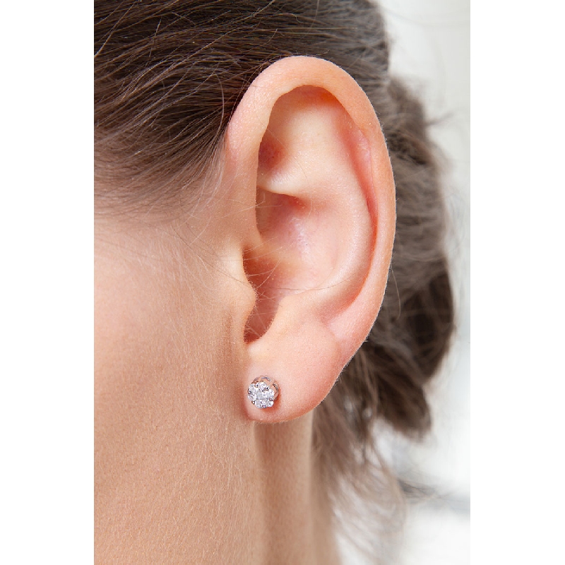 18k white gold diamonds pavé studs 0,22 ct 