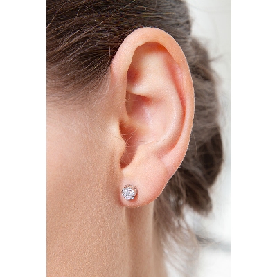 18k white gold diamonds pavé studs 0,22 ct 