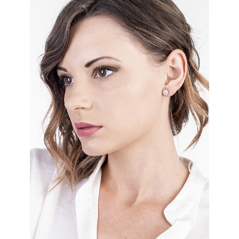 Diamonds illusion stud earrings in white gold 18k