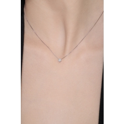 Solitaire necklace in 18k white gold with diamond illusion pendant 2