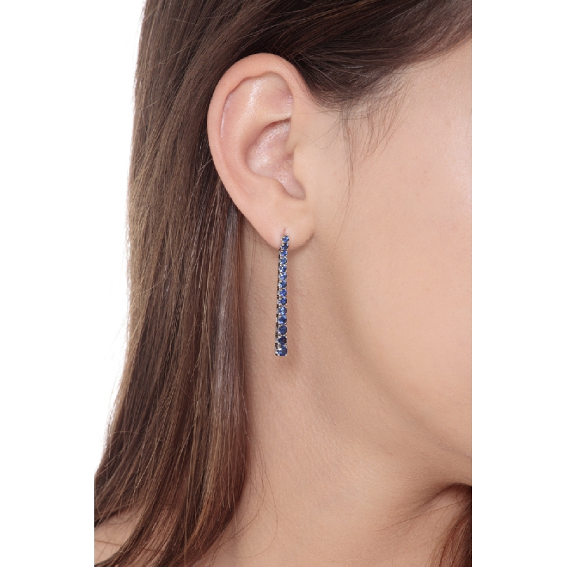 750 white gold Drop tennis earrings with blue sapphires 750 white gold Drop tennis earrings with blue sapphires