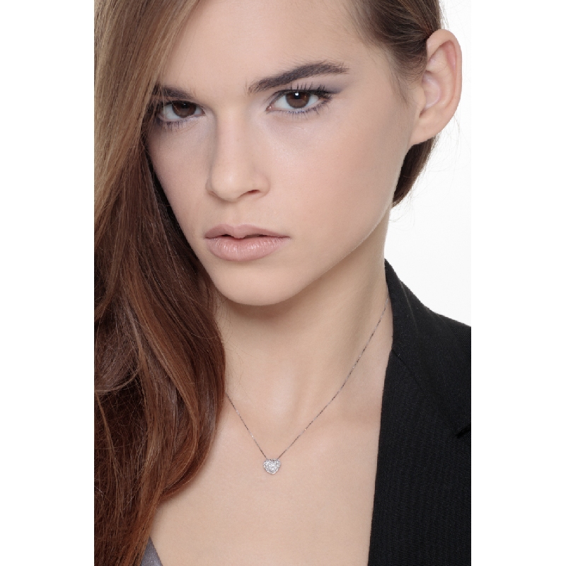 18k white gold small heart pendant with diamonds  18k white gold small heart pendant with diamonds