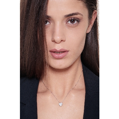 White gold 18k necklace with diamonds heart 